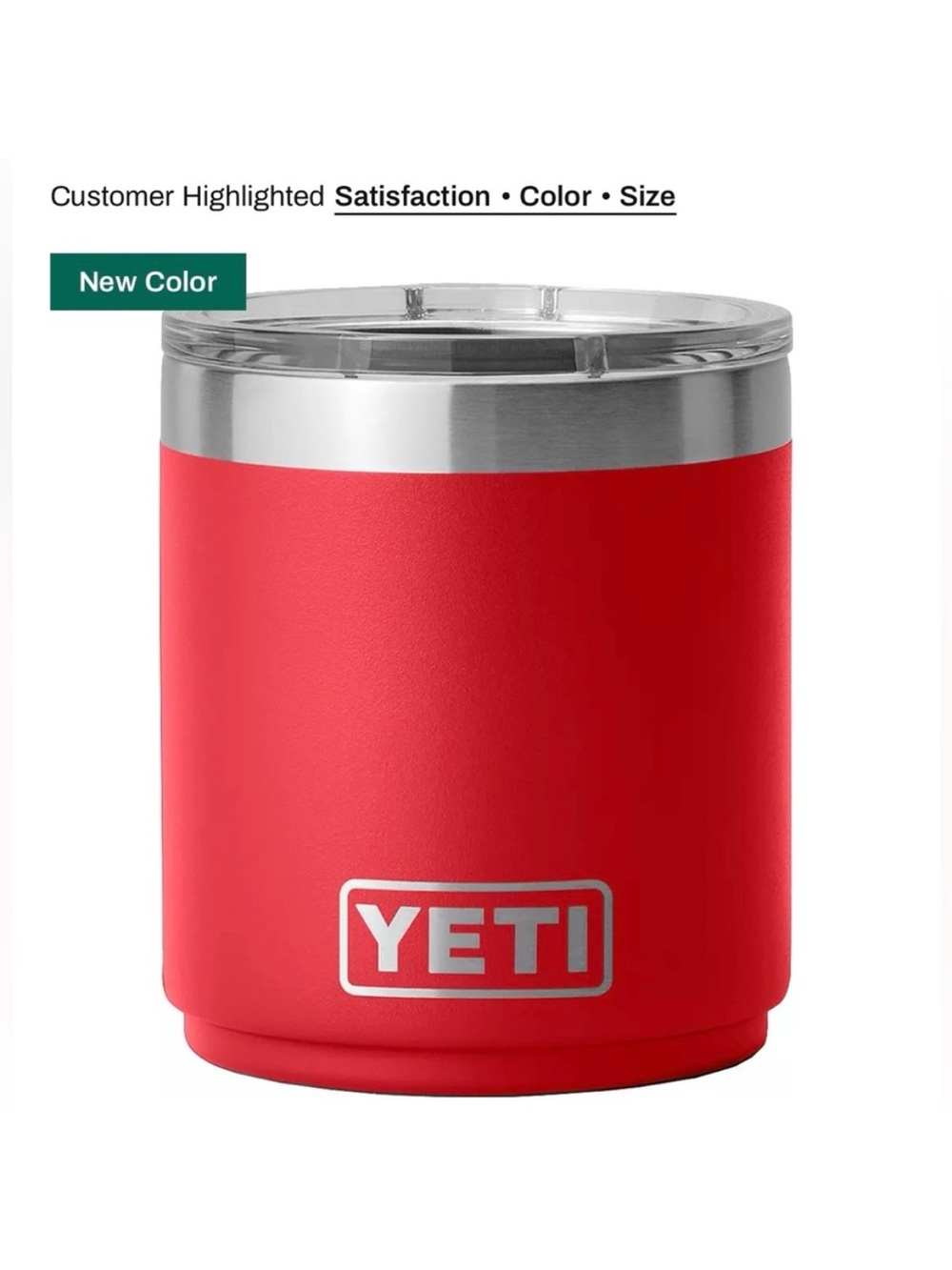 Yeti Rambler Lowball Tumbler - Red with Silver Rim